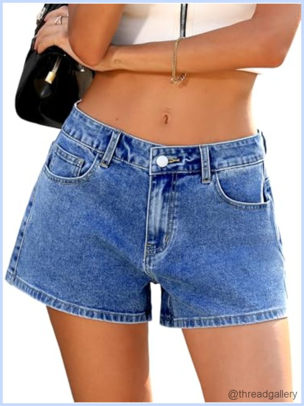 A-Line Baggy Jeans Shorts Stretchy Low Rise Loose Fit Summer Casual